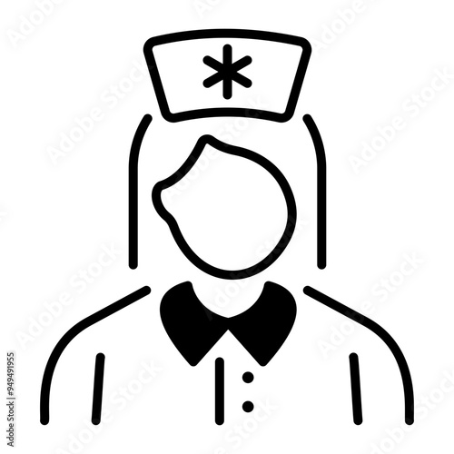 An outline style icon of nurse character 