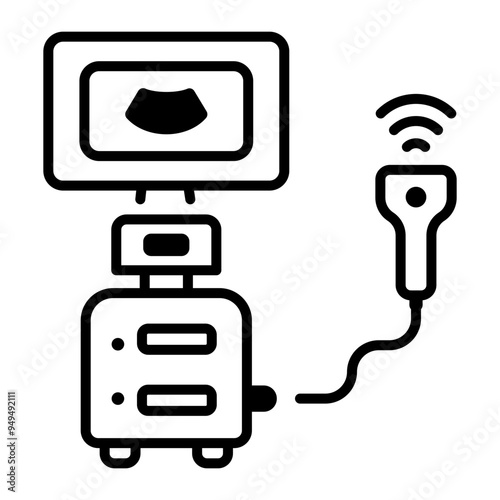 An icon of ultrasound machine in line style 