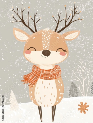 Christmas reindeer art illustration