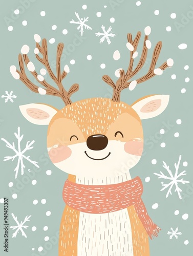 Christmas reindeer art illustration
