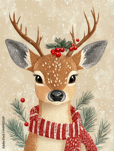 Christmas reindeer art illustration
