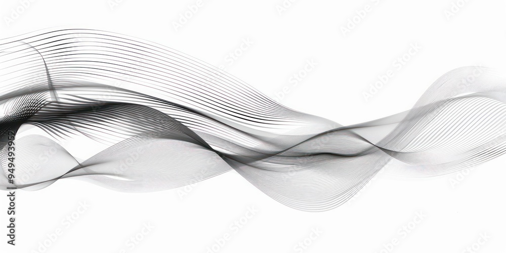 Abstract black and white flowing wave lines on a white background. Abstract black and white flowing wave lines on a white background.