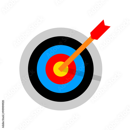 Archery target with arrow. Target vector icons, isolated on white background. Targets different shapes and color. Archery target business concept, Vector PNG