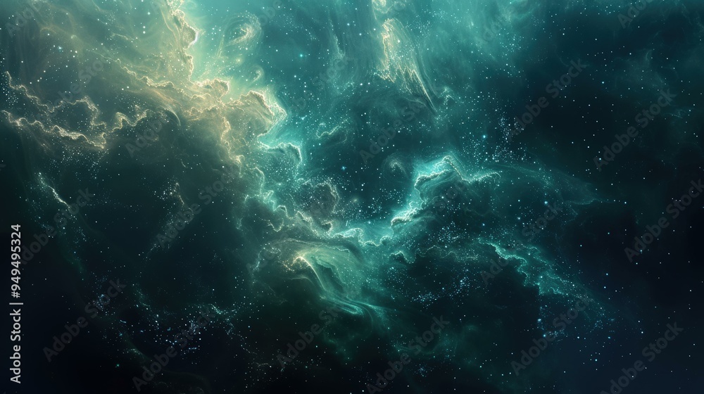 Abstract Galaxy Nebula Space Background - Teal and Gold Abstract Galaxy Nebula Space Background - Teal and Gold