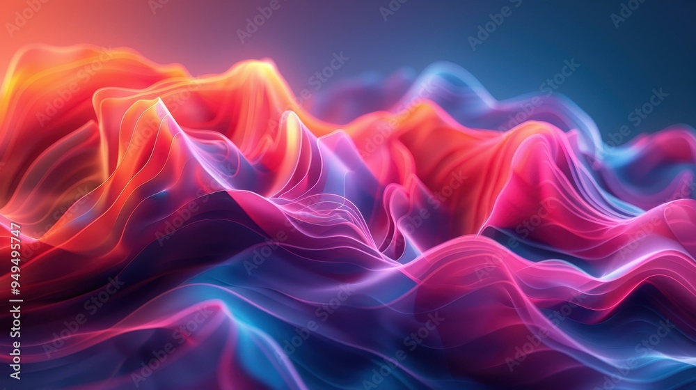 Abstract Neon Waves Background - Pink Blue Glow Abstract Neon Waves Background - Pink Blue Glow