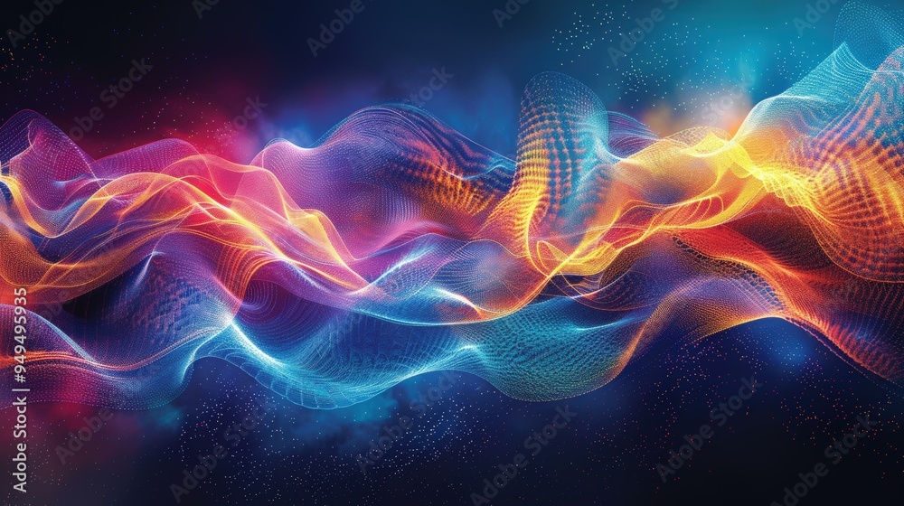 Abstract Colorful Waves and Particle Background Abstract Colorful Waves and Particle Background