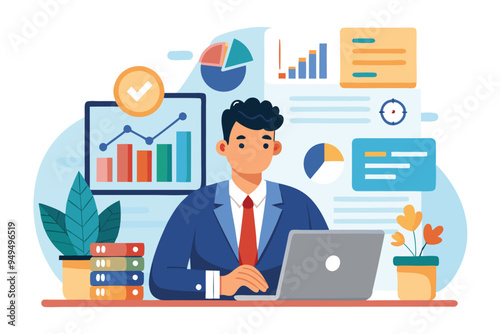 Manager auditing business data concept vector illustration 