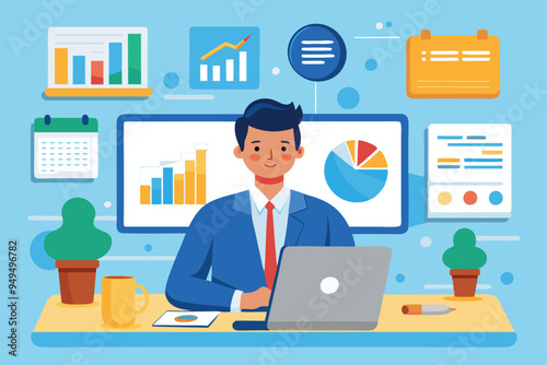 Manager auditing business data concept vector illustration 