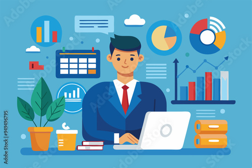 Manager auditing business data concept vector illustration 