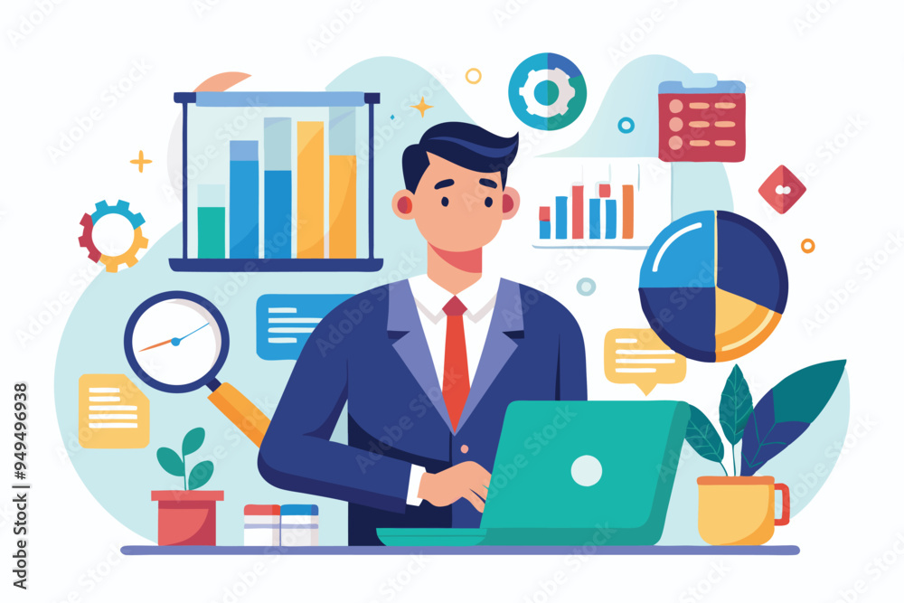 Manager auditing business data concept vector illustration Manager auditing business data concept vector illustration