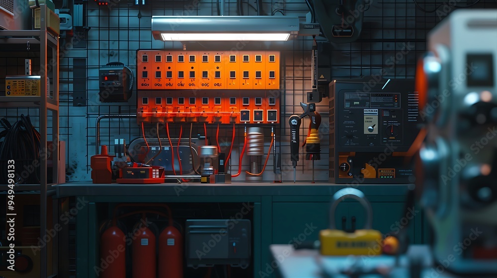 electrical panel and tools equipment. electrical panel and tools equipment.