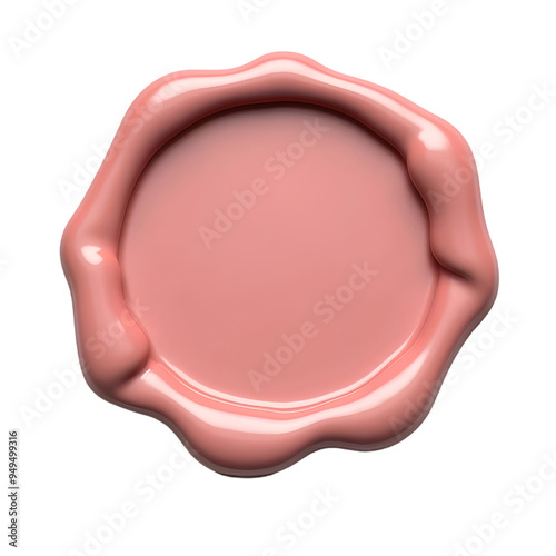 empty wax seal stamp pink color on transparent background