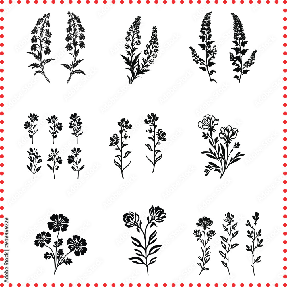 Artistic Floral Shapes in Black Silhouette Bundle Discover the Beauty of Minimalist Floral Artistry Artistic Floral Shapes in Black Silhouette Bundle Discover the Beauty of Minimalist Floral Artistry
