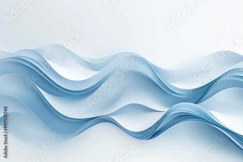 Elegant blue wave pattern on a simple white surface. Premium wave background for banners, posters or wallpaper , ai