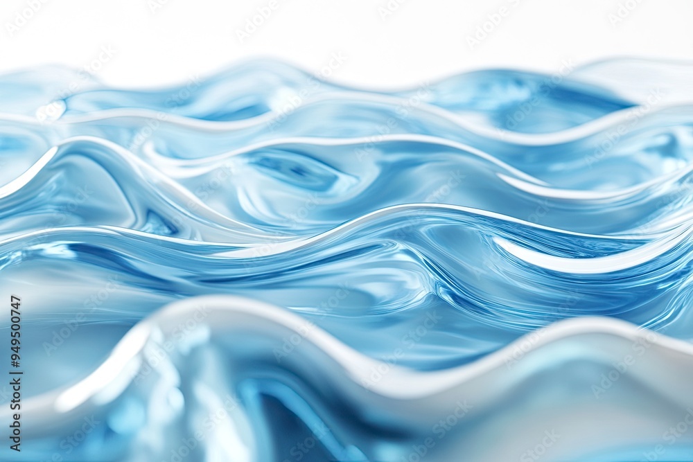 Elegant blue wave pattern on a simple white surface. Premium wave background for banners, posters or wallpaper , ai