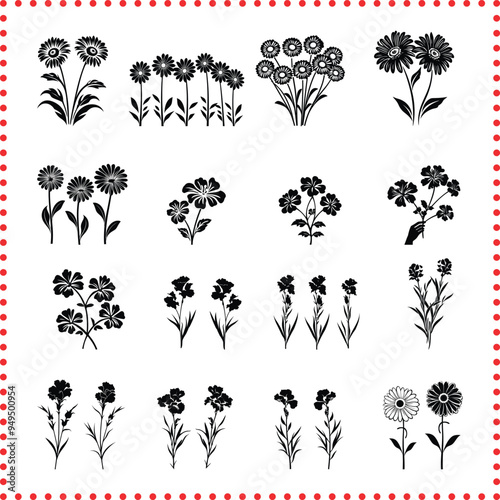 Stylish Floral Silhouettes Pack  Comprehensive Set for Graphic Designers and Creative Professionals