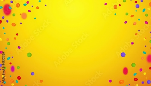 Festive background with colorful confetti and abstract shapes in shades of yellow and orange, celebrating Ganesh Chaturthi