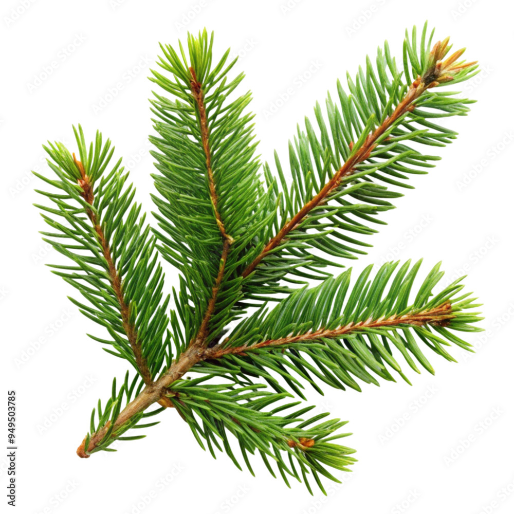 Fir tree branch isolated with clipping path on transparent background Fir tree branch isolated with clipping path on transparent background