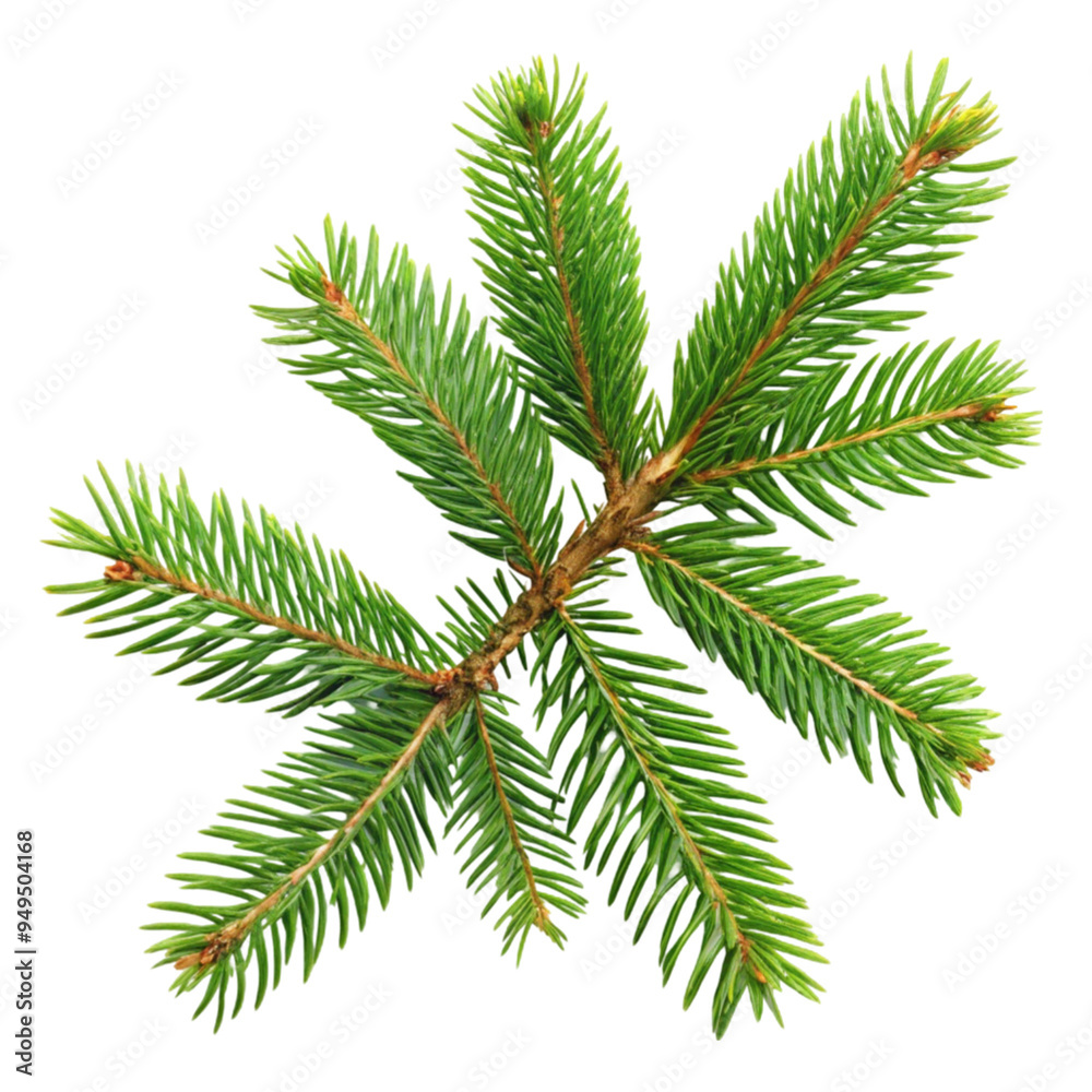 Fir tree branch isolated with clipping path on transparent background Fir tree branch isolated with clipping path on transparent background
