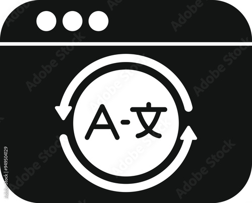 Online language translator icon showing website translating text from english to chinese