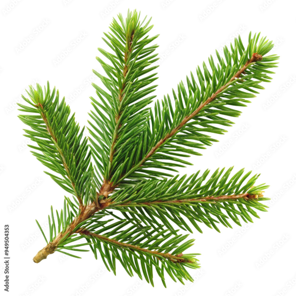 Fir tree branch isolated with clipping path on transparent background Fir tree branch isolated with clipping path on transparent background