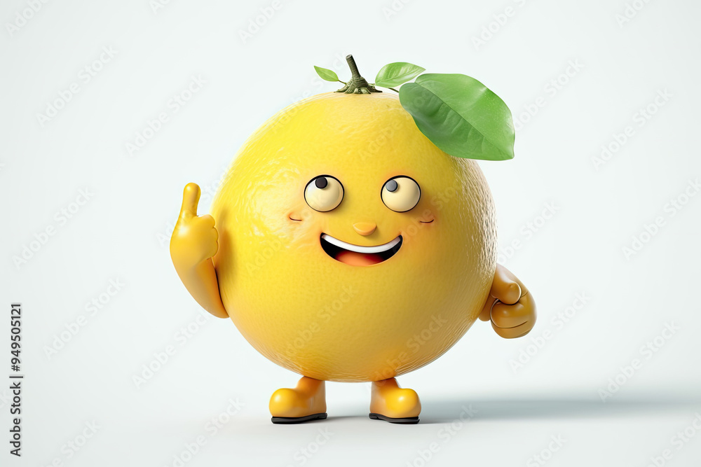 Smiling Lemon Cheerful Cartoon Character Giving Thumbs Up and Encouraging Healthy Snacking Smiling Lemon Cheerful Cartoon Character Giving Thumbs Up and Encouraging Healthy Snacking