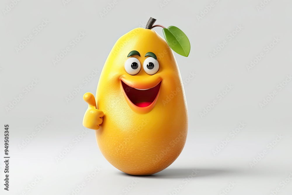 Smiling Mango 3D Character Giving Thumbs Up Gesture Playful and Cheerful Design for Mango Lovers Smiling Mango 3D Character Giving Thumbs Up Gesture Playful and Cheerful Design for Mango Lovers