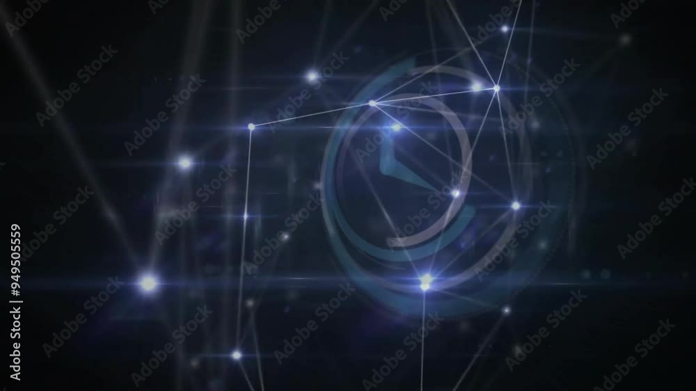 Network of connections and data processing animation over dark background Network of connections and data processing animation over dark background