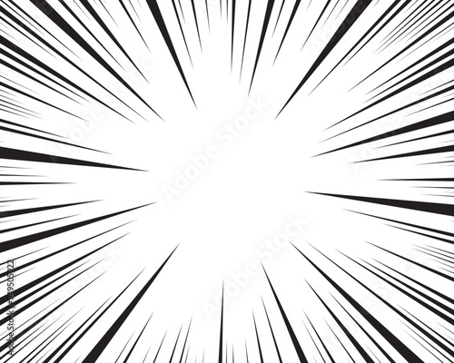Manga comic explosion, motion or movement effect, vector background. Manga anime cartoon radial speed lines and abstract pattern for comic book burst, flash ray or explode bang action