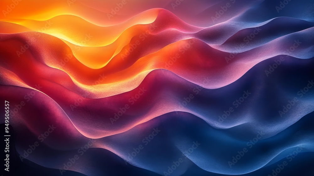 Fototapeta premium Abstract Colorful Waves with a Sunset Glow Generative AI