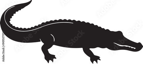 crocodile vector , Crocodiles and Alligators  silhouette hand Drawn .