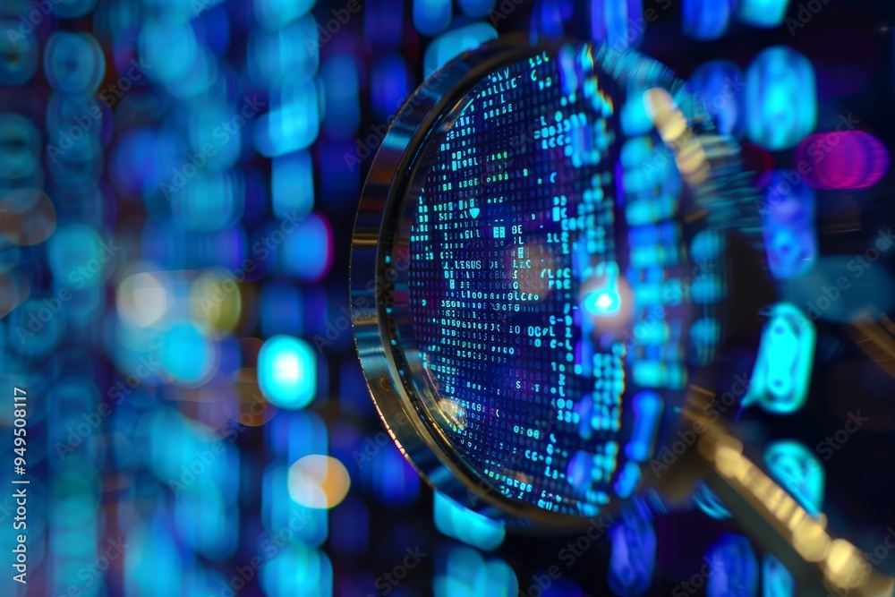 Close-up view of a magnifying glass positioned in front of a blue backdrop, Showcasing the significance of regular data audits to maintain compliance with privacy regulations Close-up view of a magnifying glass positioned in front of a blue backdrop, Showcasing the significance of regular data audits to maintain compliance with privacy regulations
