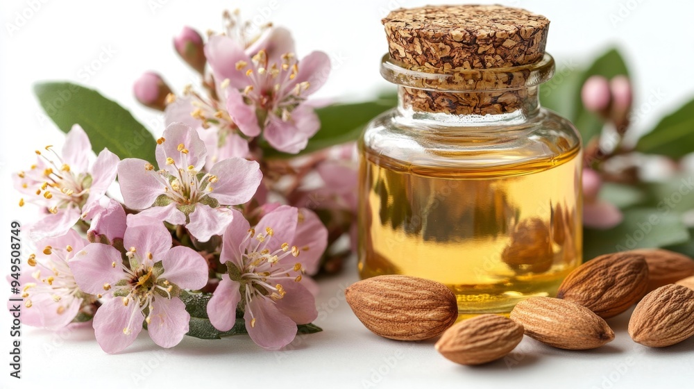 Almond Oil with Blossoms and Nuts Generative AI Almond Oil with Blossoms and Nuts Generative AI