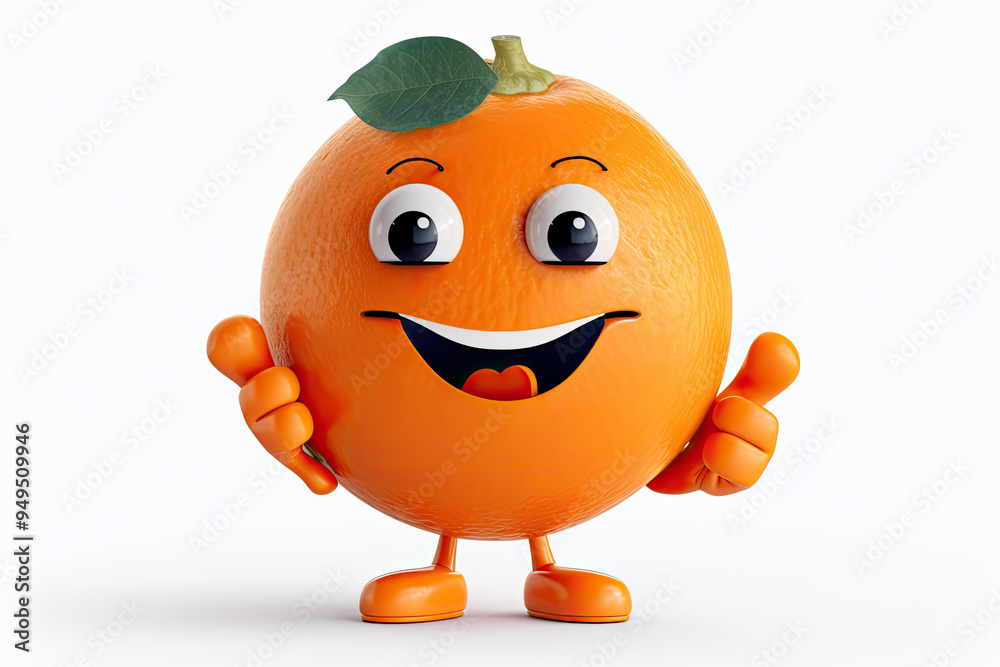 Smiling Orange Cheerful Cartoon Character Giving Thumbs Up and Spreading Citrus Joy Smiling Orange Cheerful Cartoon Character Giving Thumbs Up and Spreading Citrus Joy