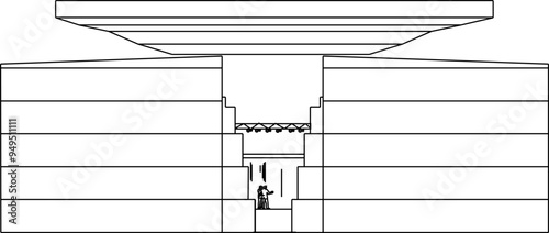 Vector illustration silhouette design detail background layout site plan view of performance hall with many spectators