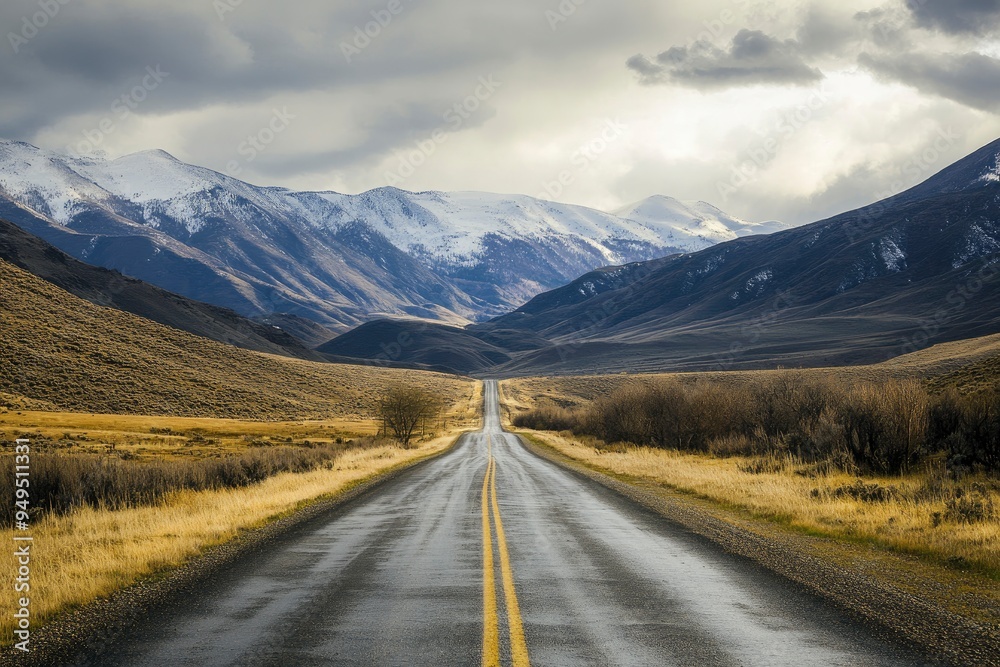 Fototapeta premium Landscape with road and mountains , ai