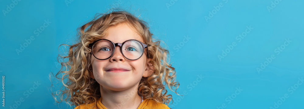 Happy little curly blond girl with big eyeglasses. Happy little curly blond girl with big eyeglasses.