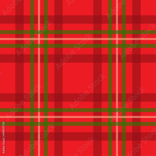 Christmas red gingham background seamless vector pattern, design for textile print, wallpaper, wrapping paper.