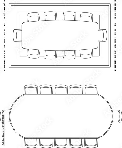 Vector illustration sketch of silhouette design detail of dining room table and chairs furniture for entertaining guests