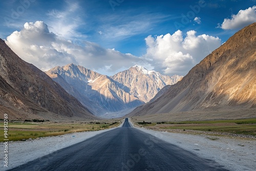 Landscape with road and mountains , ai