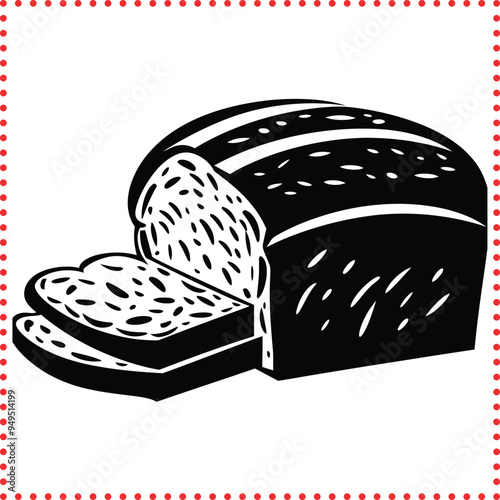 Traditional Bakery Bread Icons  Assorted Silhouettes of Breadsticks, Pita, and Focaccia for Culinary Designs