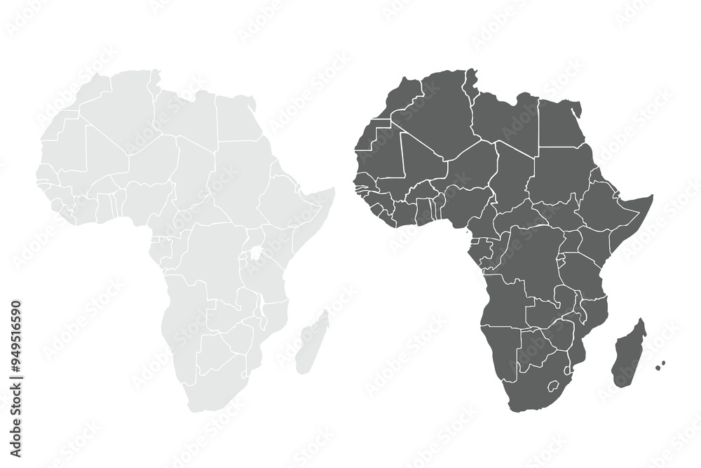 Fototapeta premium Africa map.Nigeria, South Africa, Egypt, Kenya, Ghana, Morocco, Ethiopia, Tanzania, Algeria, Uganda.