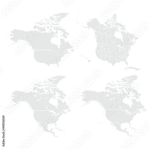 Wallpaper Mural Detailed Map of North America with isolated countries.United States, Canada ,Mexico. New York City, Los Angeles, Chicago, Toronto, Mexico City, Washington D.C., Miami, San Francisco, Houston. Torontodigital.ca