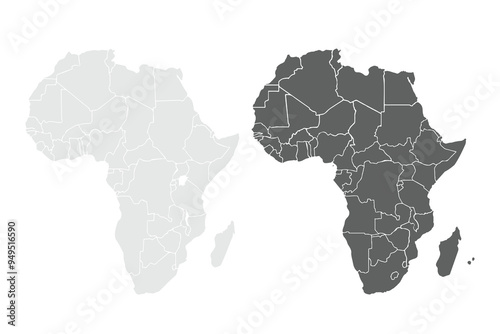 Africa map.Nigeria, South Africa, Egypt, Kenya, Ghana, Morocco, Ethiopia, Tanzania, Algeria, Uganda.