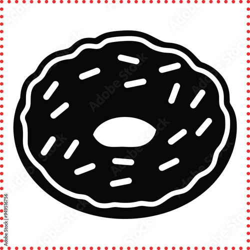 Sweet Donut Vector Silhouettes Mouthwatering Treats in Multiple Flavors, Great for Restaurant Menus, Bakery Signage, and Food Blog Graphics