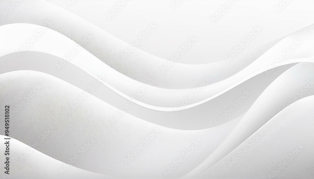 Fototapeta premium Abstract white wave background. Minimal white graphic wallpaper. 2D Illustration. Smooth white wave background