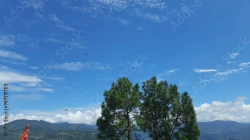 Amazing view of eagle flying in the sky. photo