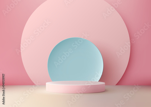 Modern 3D Pastel Pink Podiu...