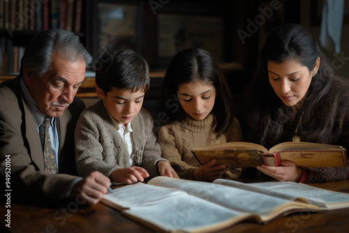 Hispanic Family Reading