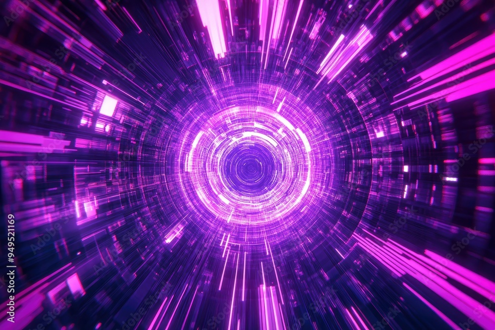 Purple neon light streaks radiating from the center on a dark background, evoking themes of technology, big data, and bots , ai Purple neon light streaks radiating from the center on a dark background, evoking themes of technology, big data, and bots , ai